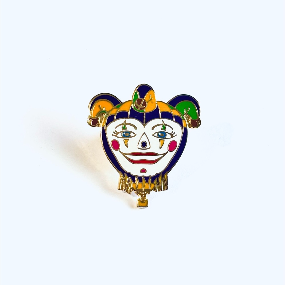Colorful Lady Jester Enamel Pin, Mardi Gras Magic, Lady Jester, New Orleans